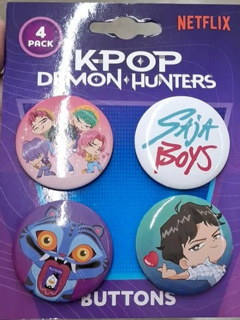 New Netflix K-Pop Demon Hunters Button Badge 4-Pack